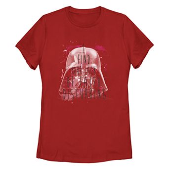 Juniors Star Wars Darth Vader Lack Of Faith Disturbing Poster Missy Crew Tee