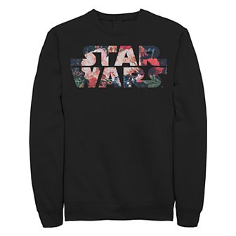 Juniors' Star Wars Floral Logo Crew Fleece Sweater