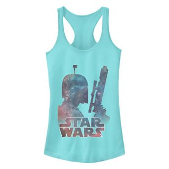 Juniors Star Wars Boba Fett Galaxy Silhouette Ideal Racerback Tank Top