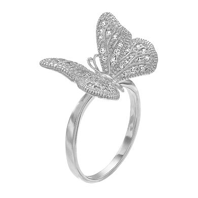 SIRI USA by TJM Sterling Silver White Topaz Butterfly Ring