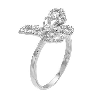 SIRI USA by TJM Sterling Silver White Topaz Filigree Butterfly Ring