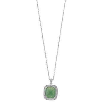 SIRI USA by TJM Sterling Silver Green Ice & White Topaz Halo Pendant