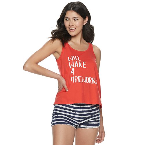 Juniors' SO® Tank & Pom Shorts Sleep Set
