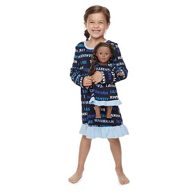 Girls 4-20 Jammies For Your Families Hanukkah Family Microfleece Nightgown & Doll Gown Set
