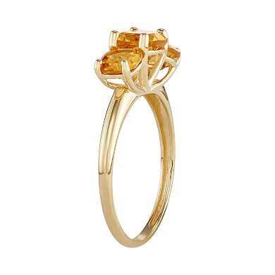 10k Gold 3-Stone Cushion Ring