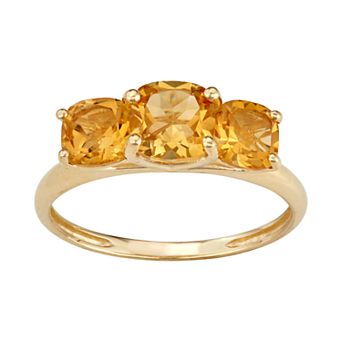 Designs by Gioelli 10k Gold 3-Stone Cushion Ring