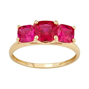 Designs by Gioelli 10k Gold 3-Stone Cushion Ring