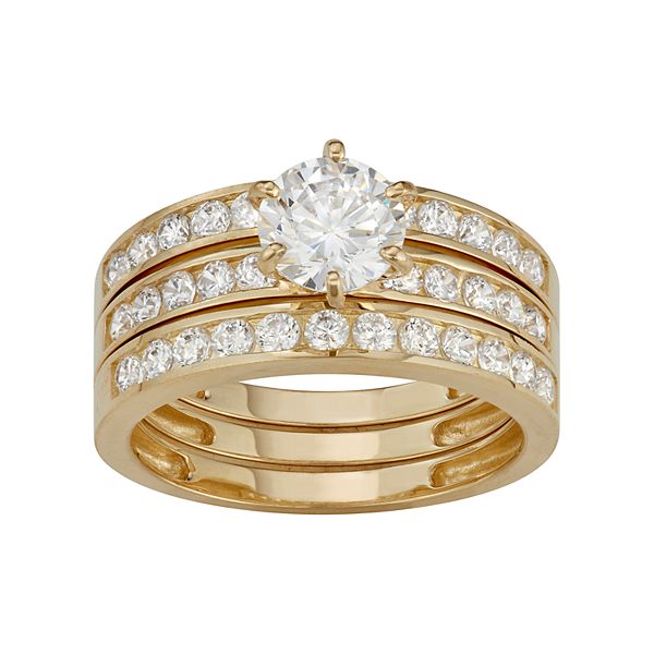 Designs by Gioelli 10k Gold 3 Piece Engagement Ring Set