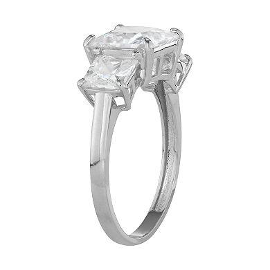 10k Gold 3-Stone Princess Cut Cubic Zirconia Ring