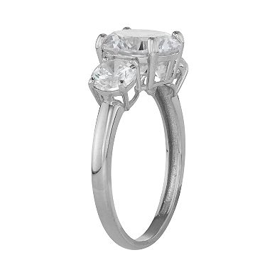 10k Gold 3-Stone Cubic Zirconia Engagement Ring