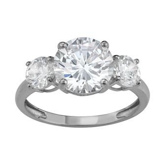 Designs by Gioelli 10k Gold 3-Stone Cubic Zirconia Engagement Ring