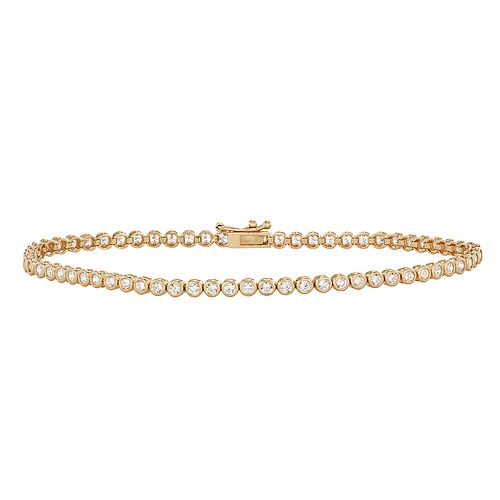 10k Gold Bezel Set Cubic Zirconia Tennis Bracelet