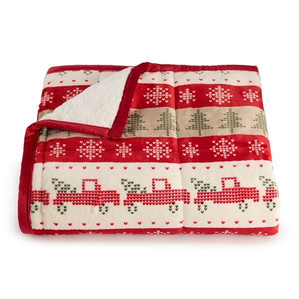 Cuddl Duds® Plush to Sherpa Throw - Truck Fair Isle