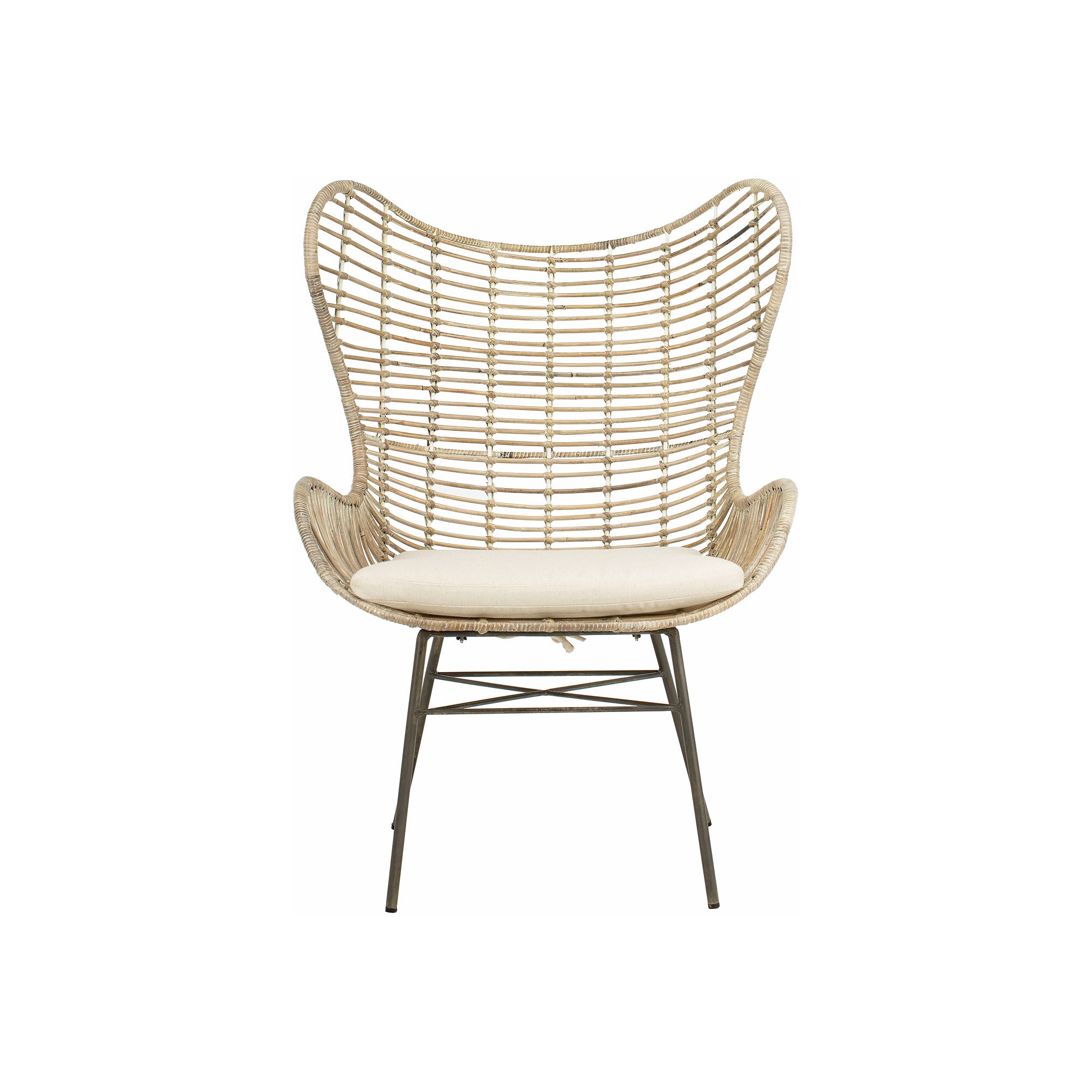 Safavieh Malia Rattan Wingback Armchair, White Wash