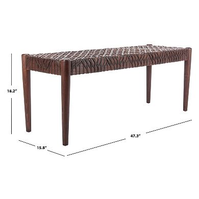 Safavieh Bandelier Leather Weave Bench