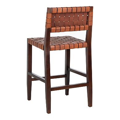 Safavieh Paxton Woven Leather Counter Stool