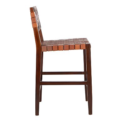 Safavieh Paxton Woven Leather Counter Stool