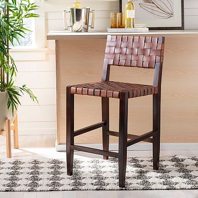 Safavieh Paxton Woven Leather Counter Stool