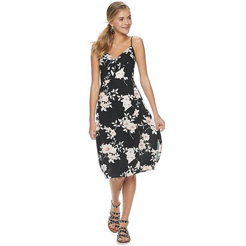 Juniors Womens THREE PINK HEARTS tie front midi dress