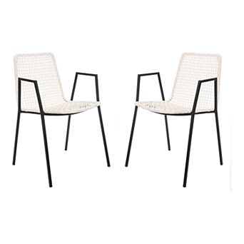 Safavieh Wynona Leather Woven Dining Chairs