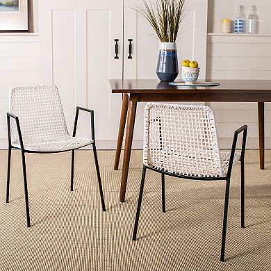 Safavieh Wynona Leather Woven Dining Chairs