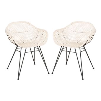 Safavieh Jadis Leather Woven Dining Chair 2 pc Set