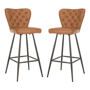Safavieh Aster Mid Century Modern Leather Tufted Bar Stool