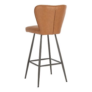 Safavieh Aster Mid Century Modern Leather Tufted Bar Stool