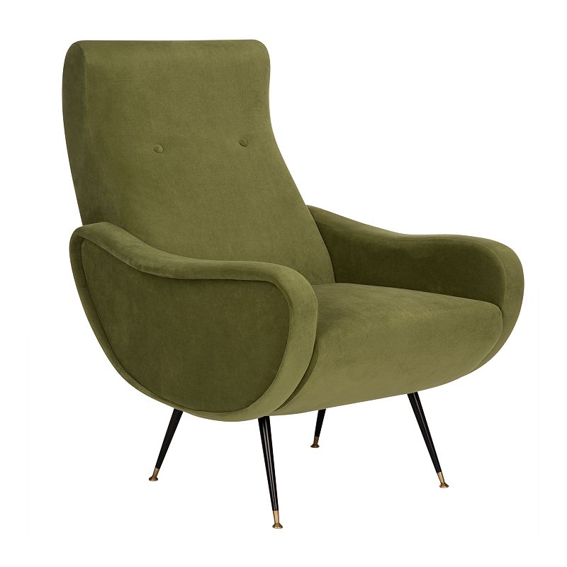 Safavieh Elicia Velvet Retro Mid Century Accent Chair, Dark Green