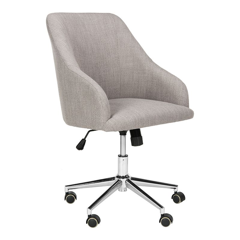 Safavieh Adrienne Linen Chrome Leg Swivel Office Chair, Grey