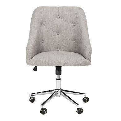 Safavieh Evelynn Tufted Linen Chrome Leg Swivel Office Chair