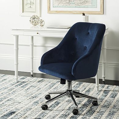 Safavieh Evelynn Tufted Linen Chrome Leg Swivel Office Chair