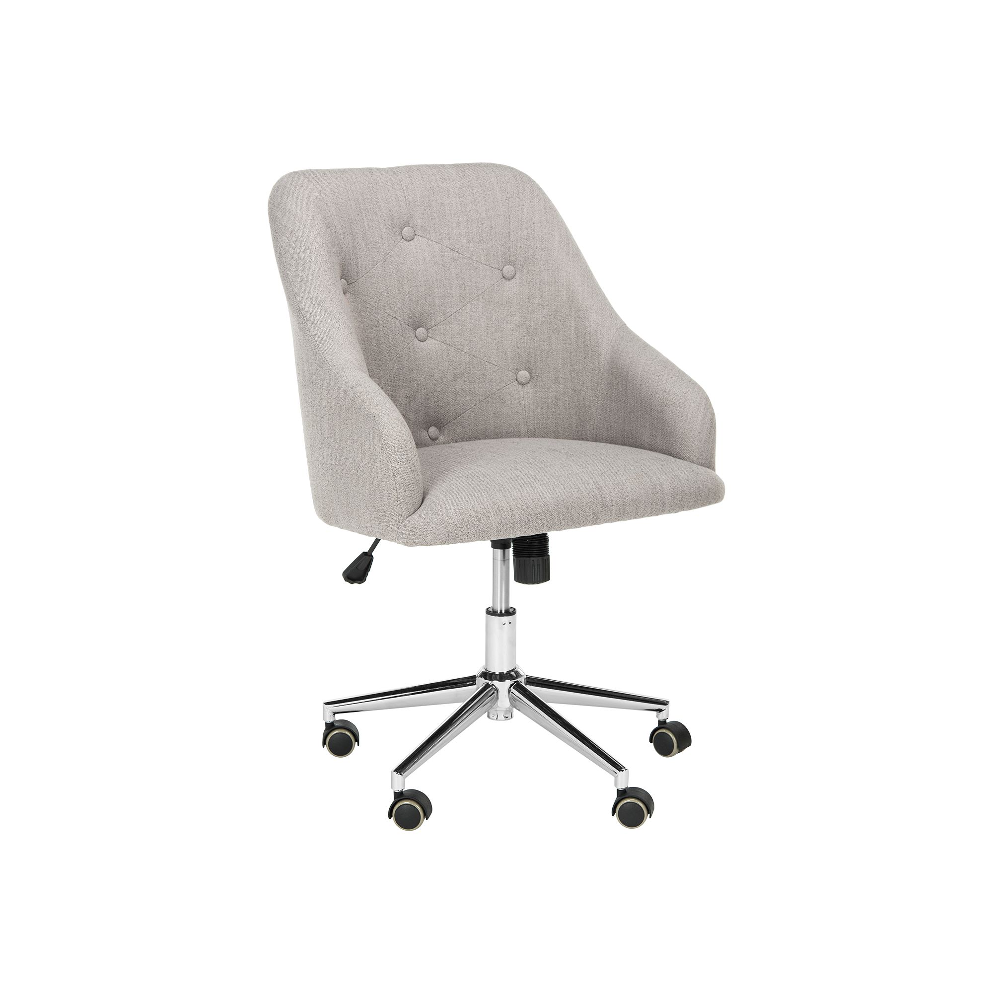 Safavieh Evelynn Tufted Linen Chrome Leg Swivel Office Chair, Gray
