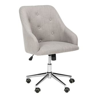 Safavieh Evelynn Tufted Linen Chrome Leg Swivel Office Chair