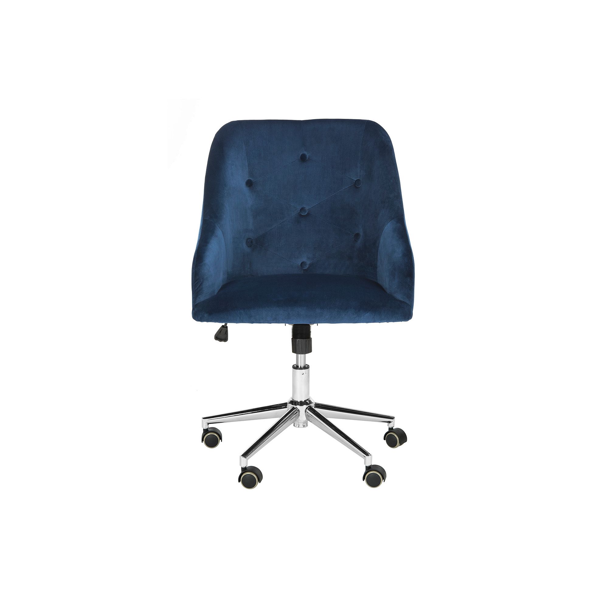 Safavieh Evelynn Tufted Linen Chrome Leg Swivel Office Chair, Blue
