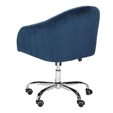 Safavieh Themis Blue Velvet Chrome Leg Swivel Office Chair
