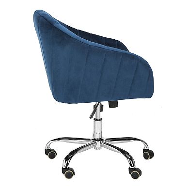 Safavieh Themis Blue Velvet Chrome Leg Swivel Office Chair