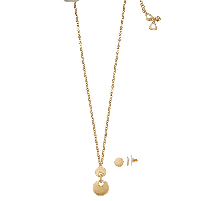 28967767 Bella Uno Worn Gold Circle Disc Necklace & Earring sku 28967767