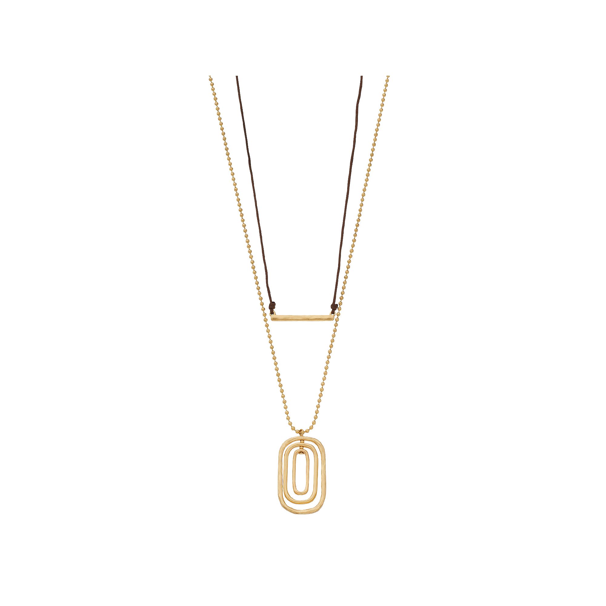 Bella Uno Worn Gold Double Drop Necklace, Womens, Size: 18, Gold Tone