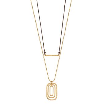 Bella Uno Worn Gold Double Drop Necklace