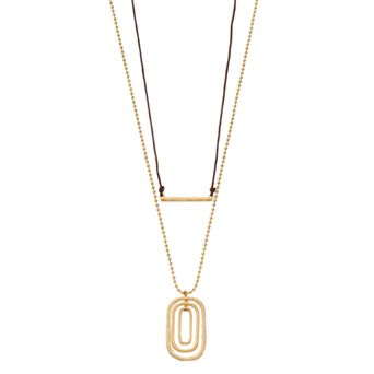 Bella Uno Worn Gold Double Drop Necklace