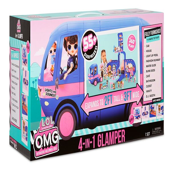 O.M.G L.O.L 60+ Surprise 4-in-1 Glamper Fashion Camper with 2 Dolls Surprise 