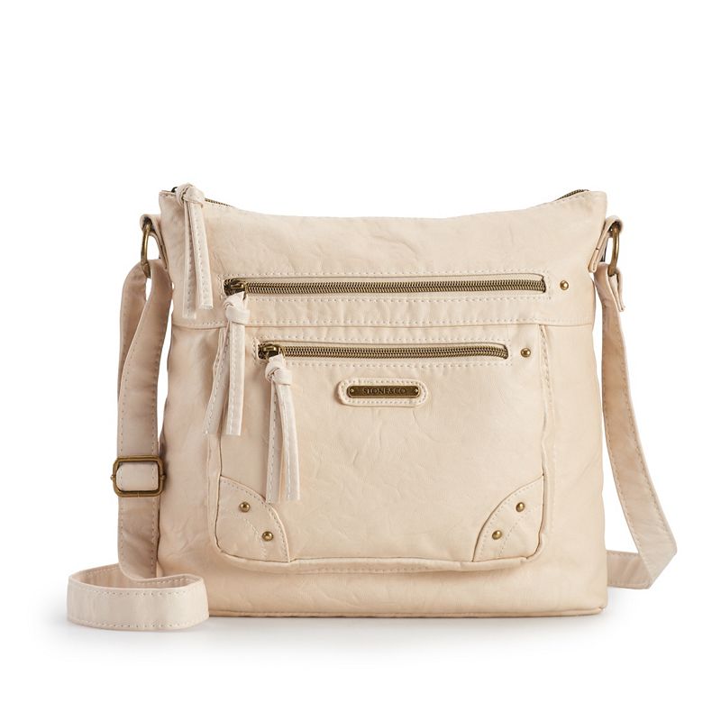 Womens Stone & Company Smokey Mountain Bucket Crossbody Bag, Light Grey