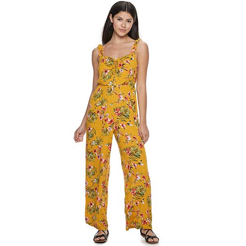 Juniors' Candie's® Ruched Tie Front Jumpsuit