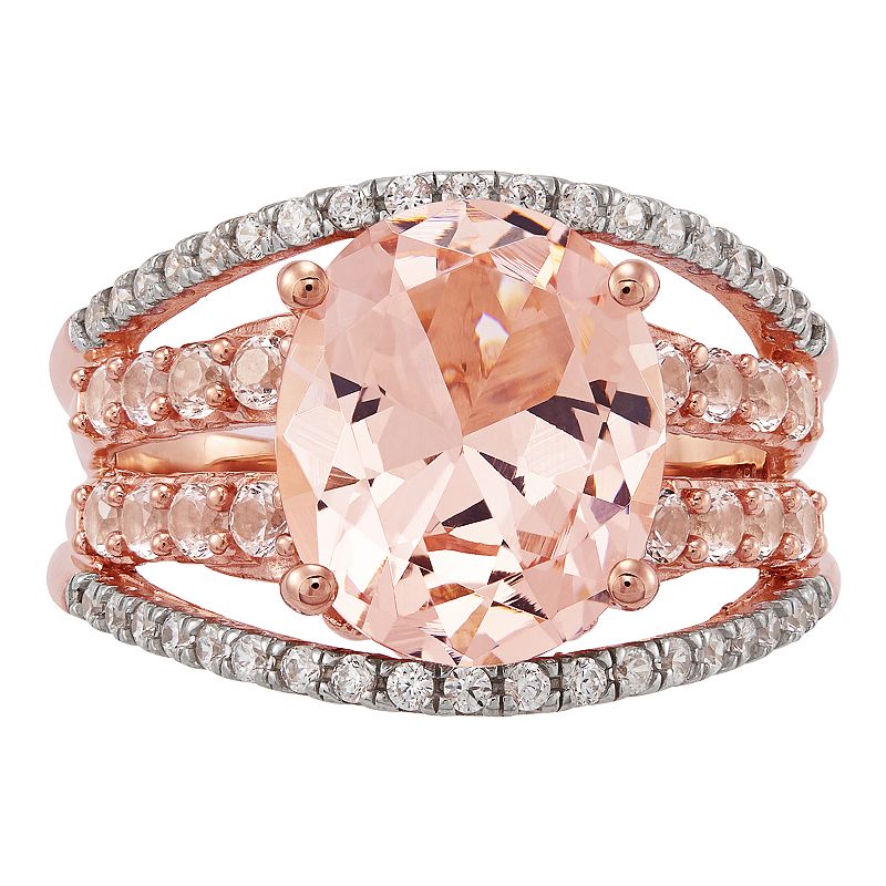 Simulated Morganite & Cubic Zirconia Ring, Womens, Size: 7, Pink