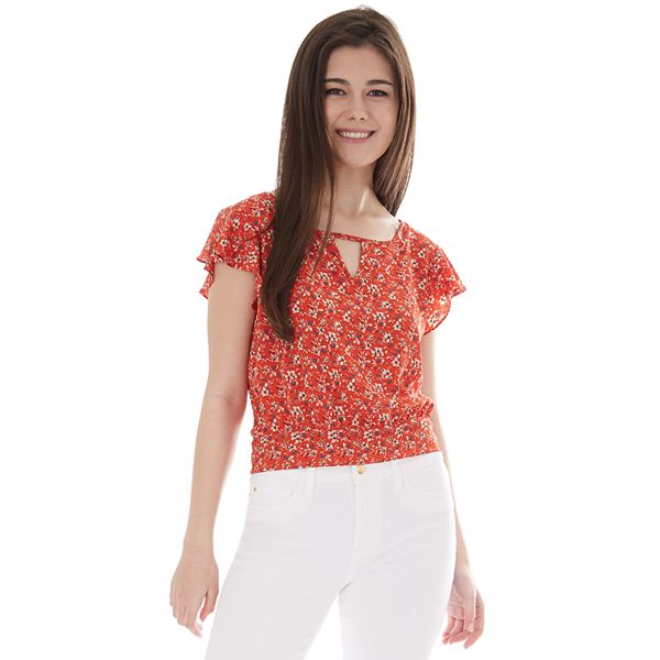 Juniors' IZ Byer Flutter Keyhole Top