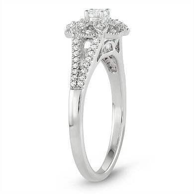 Simply Vera Vera Wang 14k White Gold 1/3 Carat T.W. Diamond Flower Engagement Ring