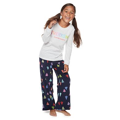Girls 7-16 Jammies For Your Families Everyone is Santa's Fave Family Tee & Pants Pajama Set