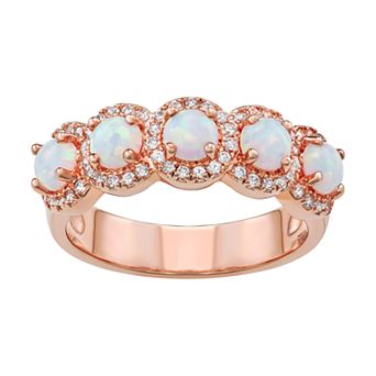 Classic Treasures 14k Rose Gold Over Silver Lab-Created White Opal Ring