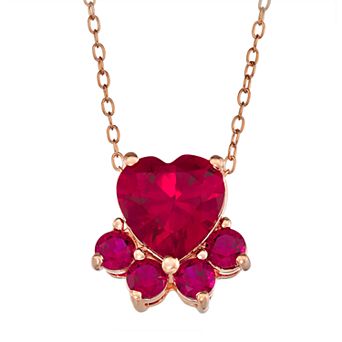 Classic Treasures 14k Rose Gold Over Silver Lab-Created Ruby Paw Pendant Necklace